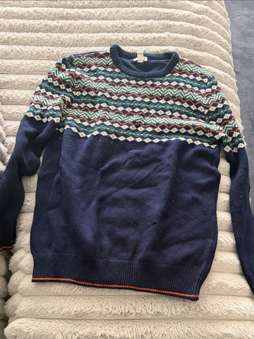 Cat & Jack Navy Fair Isle Pattern Crewneck Sweater